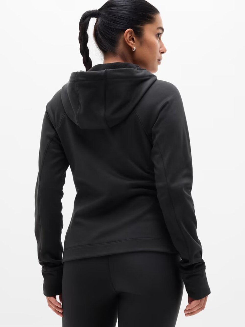 Athleta Unstoppable Fleece Full Zip Hooded Jacket Black Large Tag